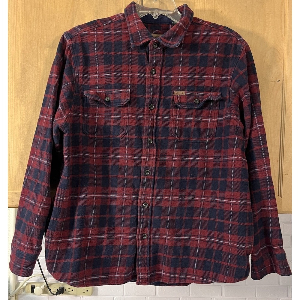 Orvis Flannel Shirt Mens‎ XXL Red Blue Plaid Button Down Long Sleeve